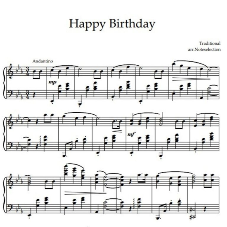 Happy Birthday Piano Sheet Music Easy Play E Flat Major instant PDF Download Etsy