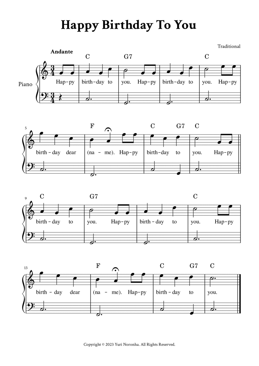 Happy Birthday To You Easy Piano In C with Lyrics By Traditional Piano Method Easy Piano Digital Sheet Music Sheet Music Plus