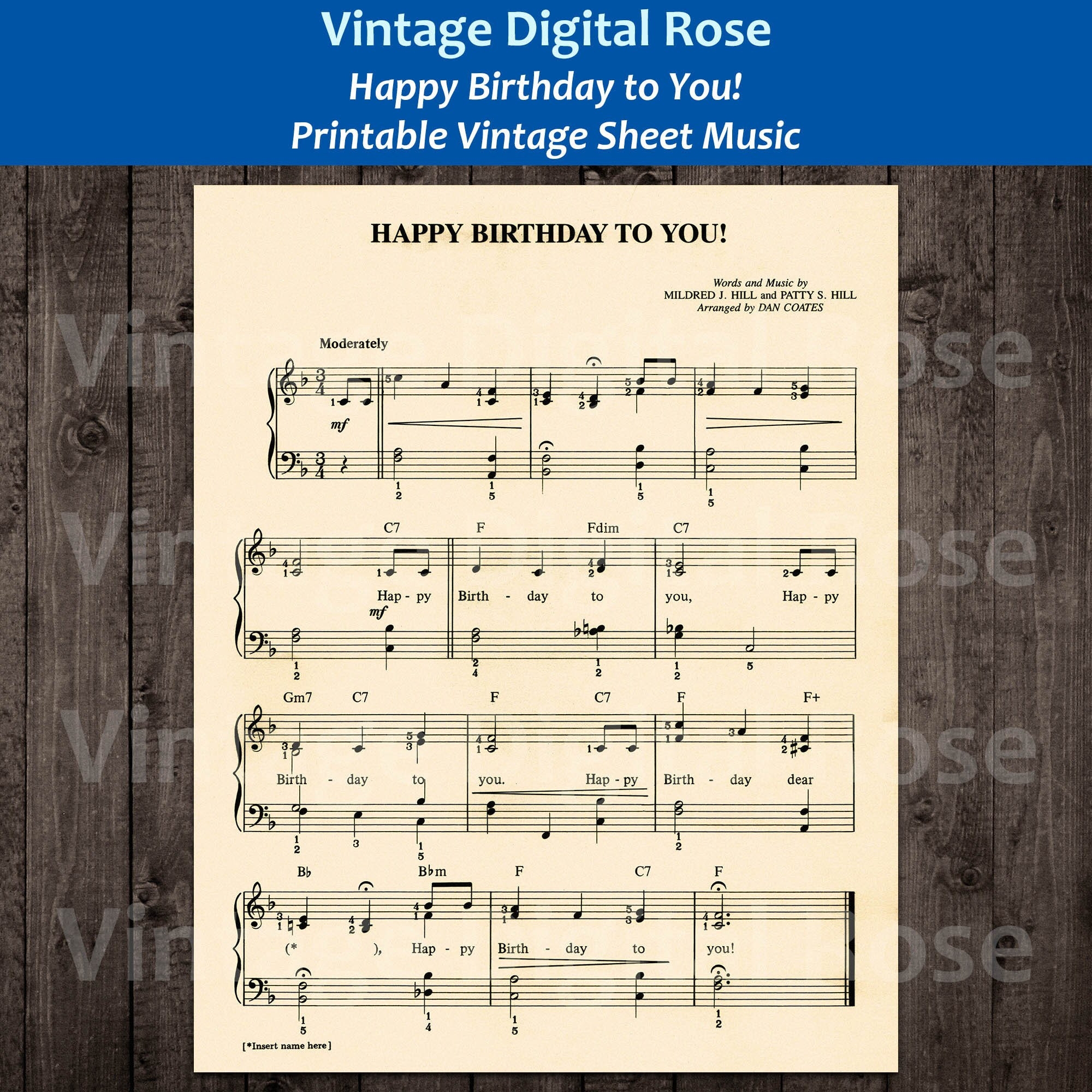 Happy Birthday To You Printable Vintage Sheet Music Etsy Happy Birthday To You Printable Vintage Sheet Music Etsy