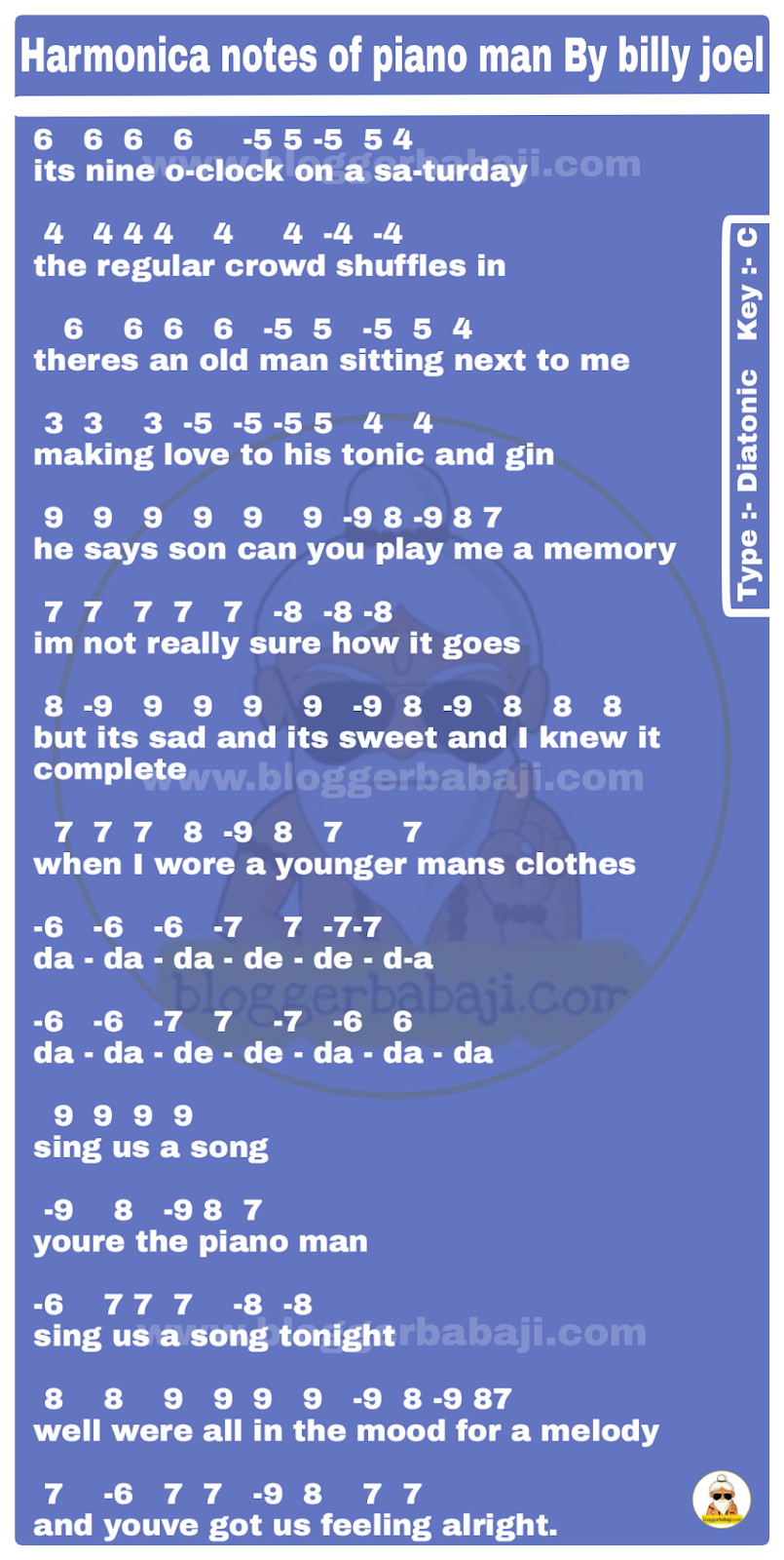 piano man harmonica sheet music