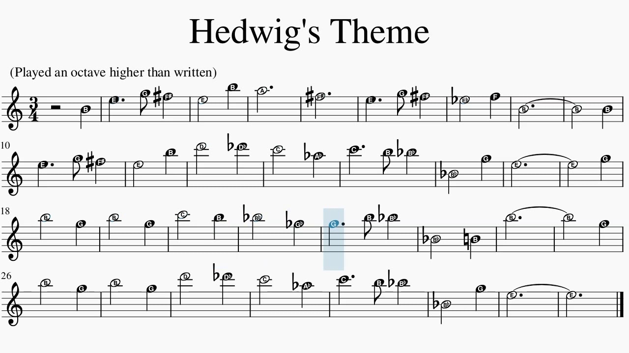 Harry Potter Hedwig s Theme Piano Right Hand Easy Sheet Music With Note Letters YouTube