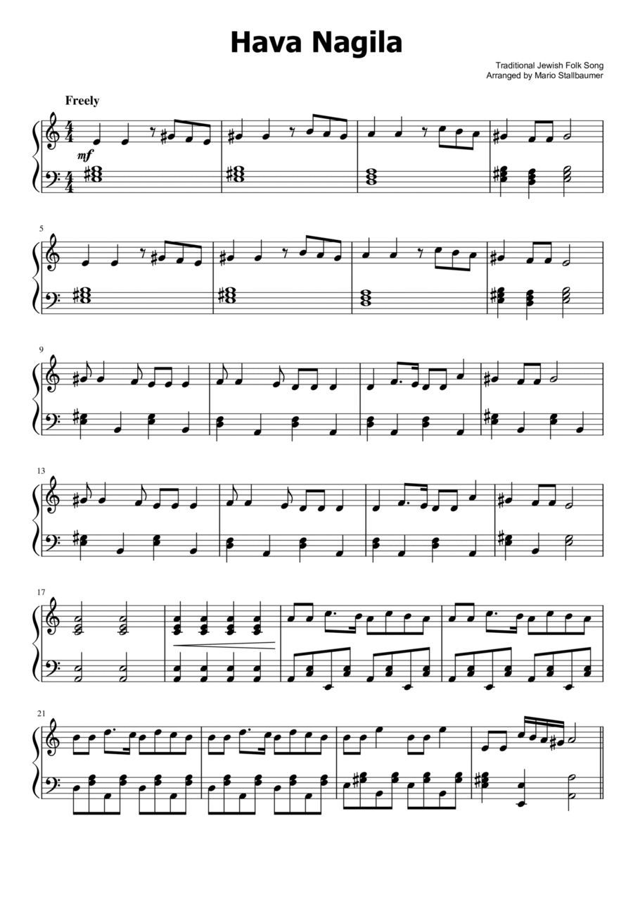 Hava Nagila Piano Solo Piano Solo Digital Sheet Music Sheet Music Plus
