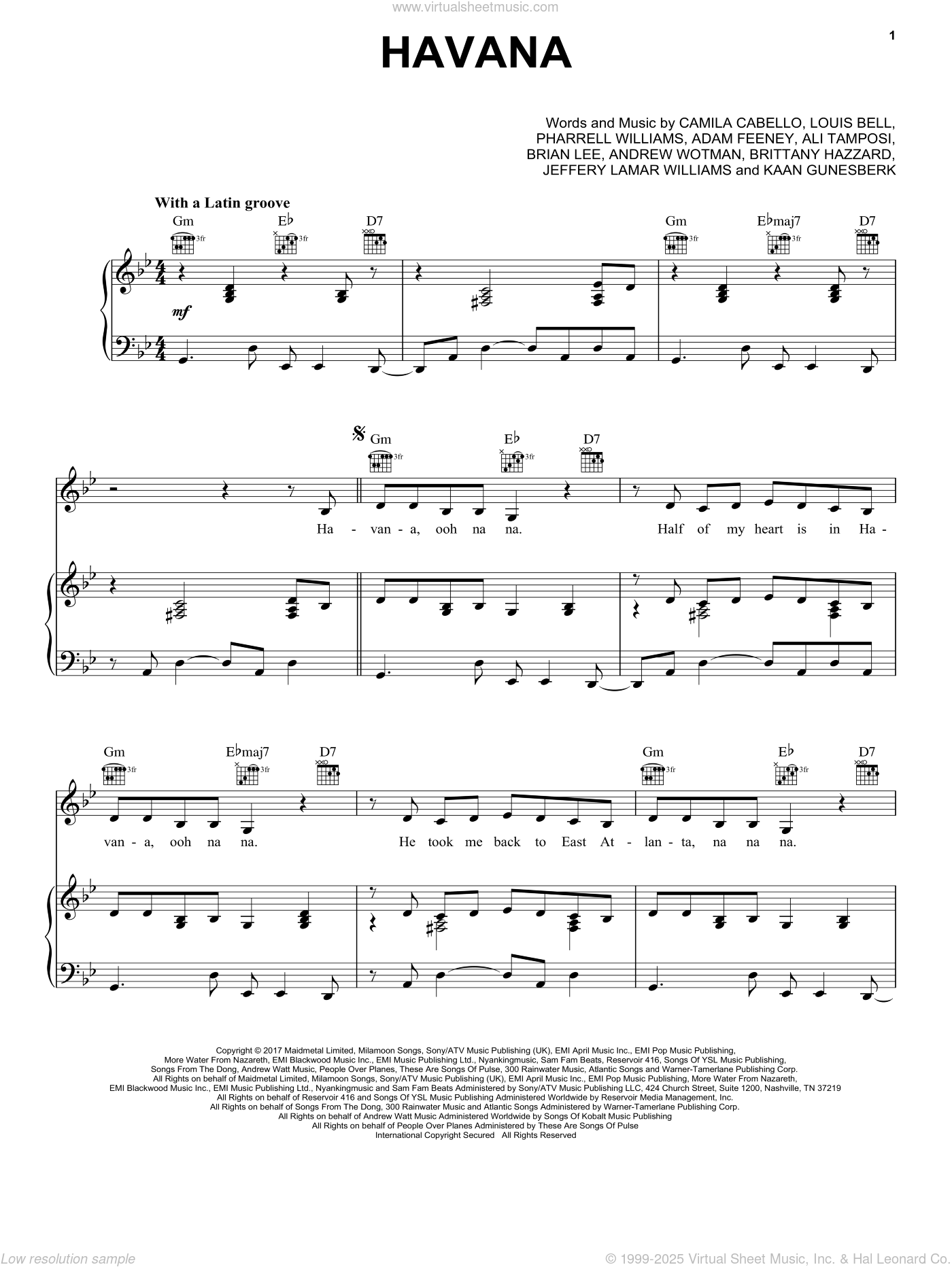 Havana feat Young Thug Sheet Music For Voice Piano Or Guitar Havana feat Young Thug Sheet Music For Voice Piano Or Guitar
