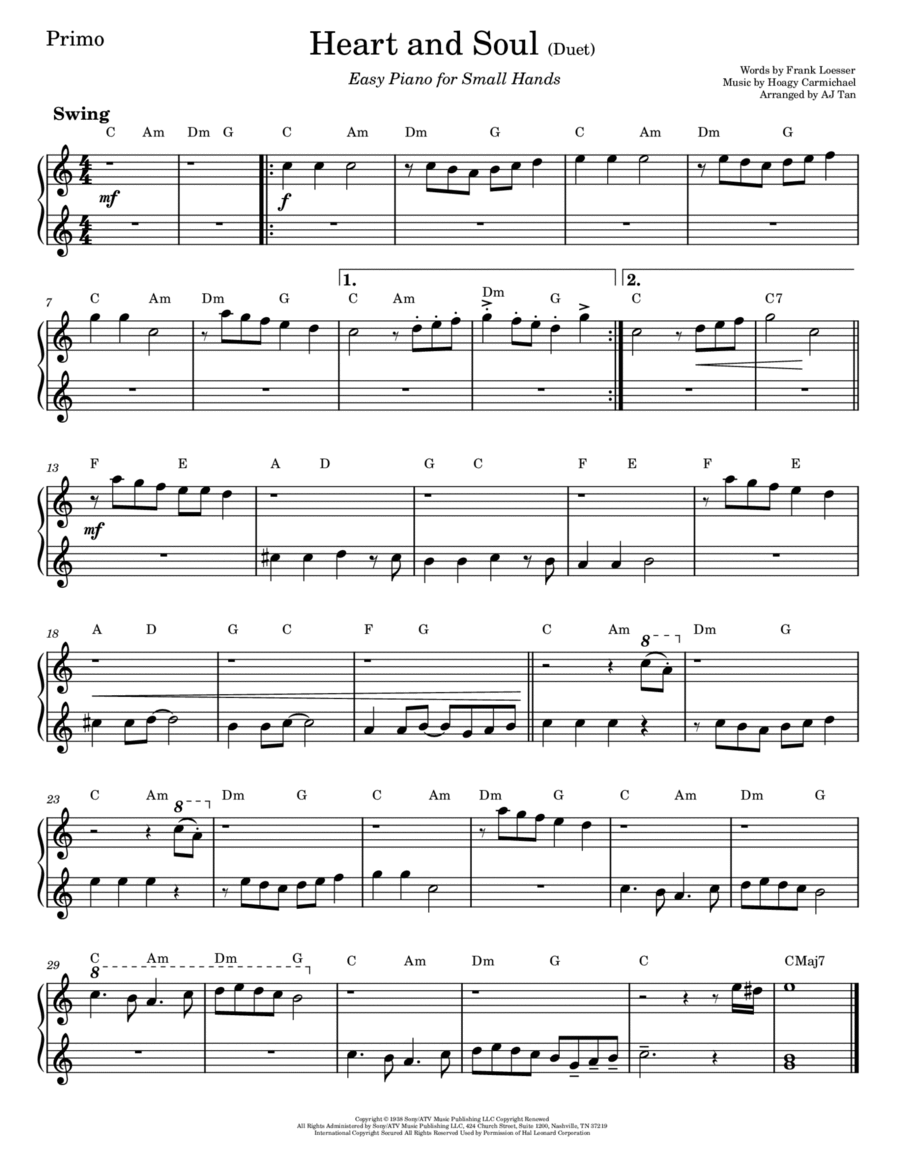 Heart And Soul By Hoagy Carmichael Piano Method Easy Piano 1 Piano 4 Hands Digital Sheet Music Sheet Music Plus Heart And Soul By Hoagy Carmichael Piano Method Easy Piano 1 Piano 4 Hands Digital Sheet Music Sheet Music Plus