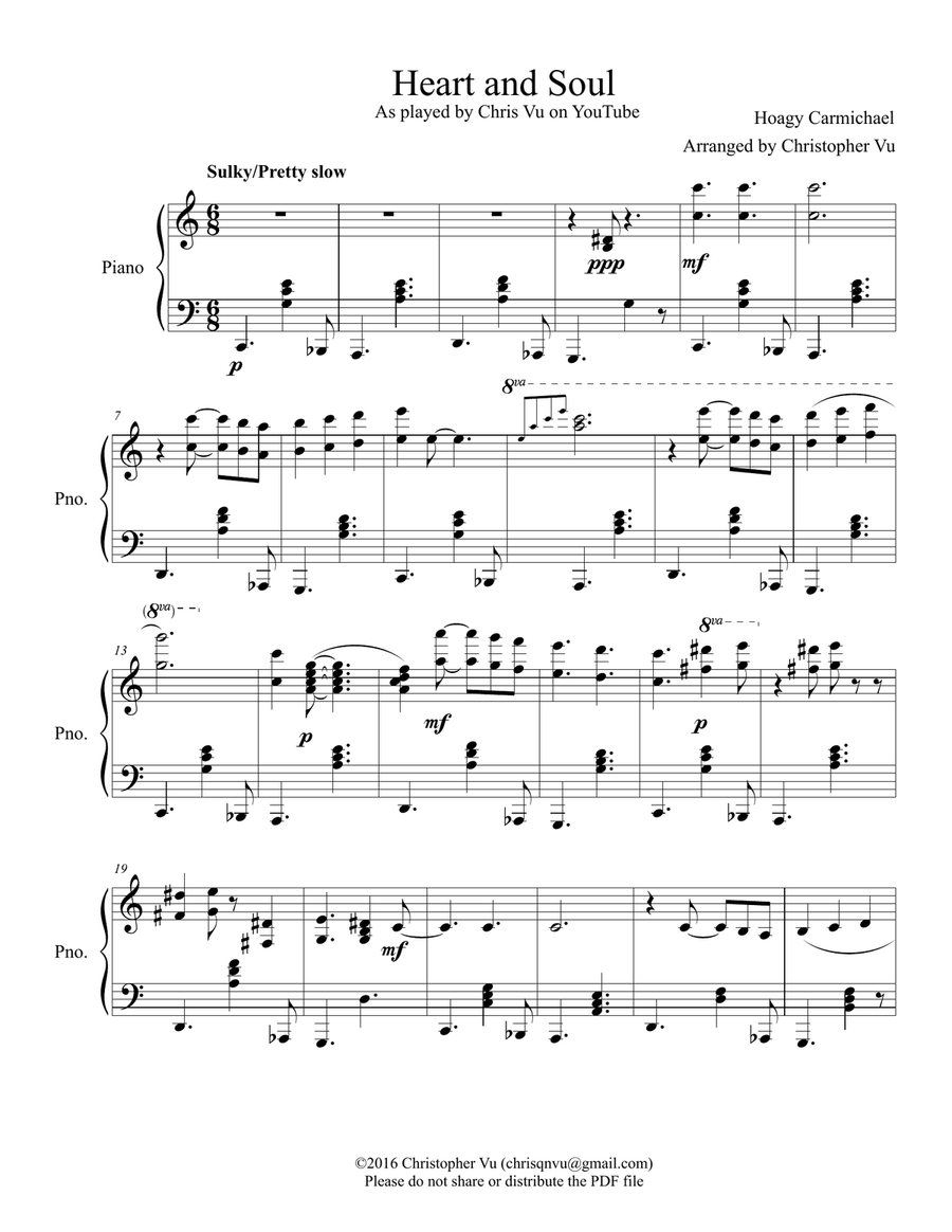 Heart And Soul By Hoagy Carmichael Piano Solo Digital Sheet Music Sheet Music Plus