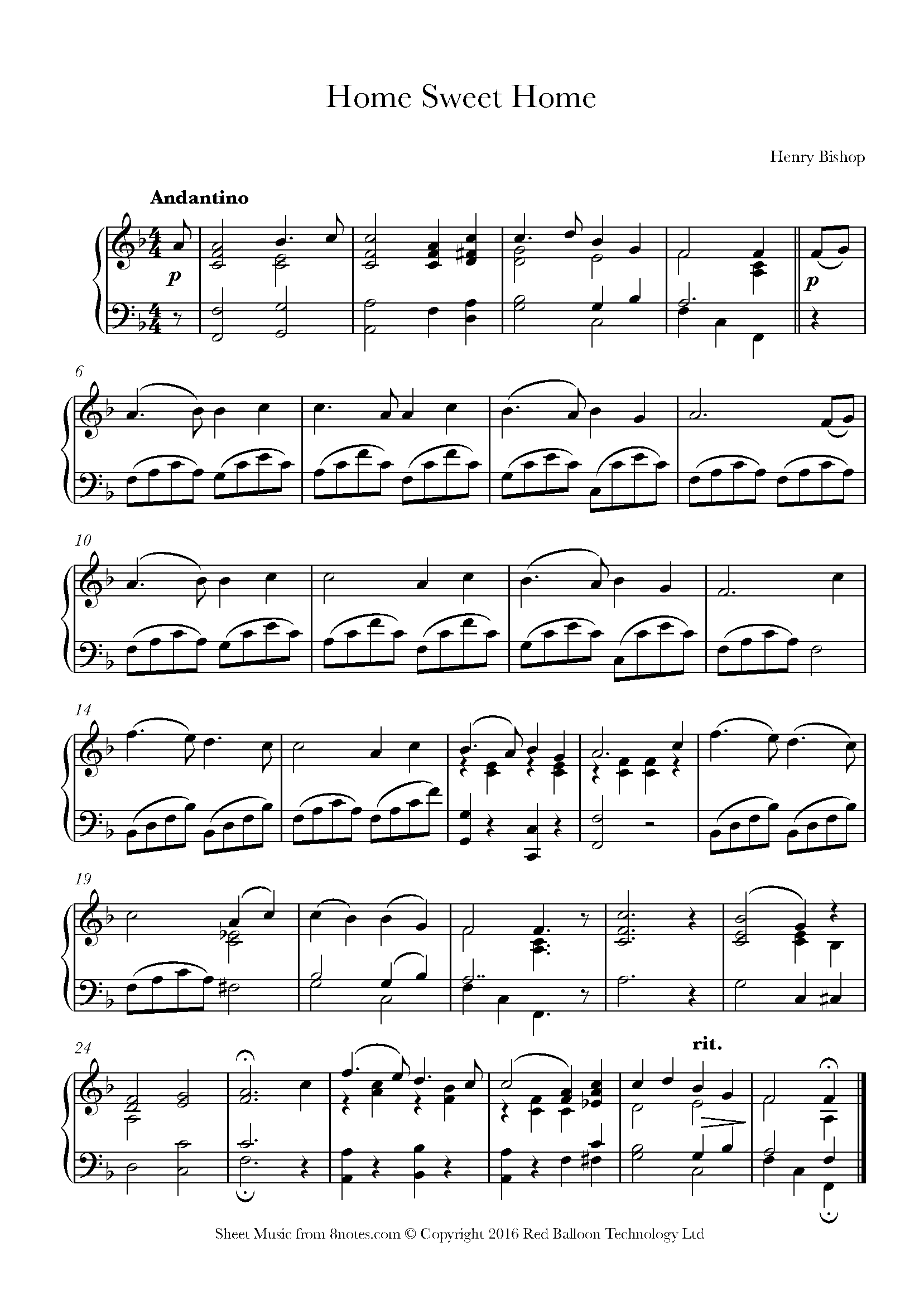 Henry Bishop Home Sweet Home For Piano Free Sheet Music For Piano 8notes Henry Bishop Home Sweet Home For Piano Free Sheet Music For Piano 8notes