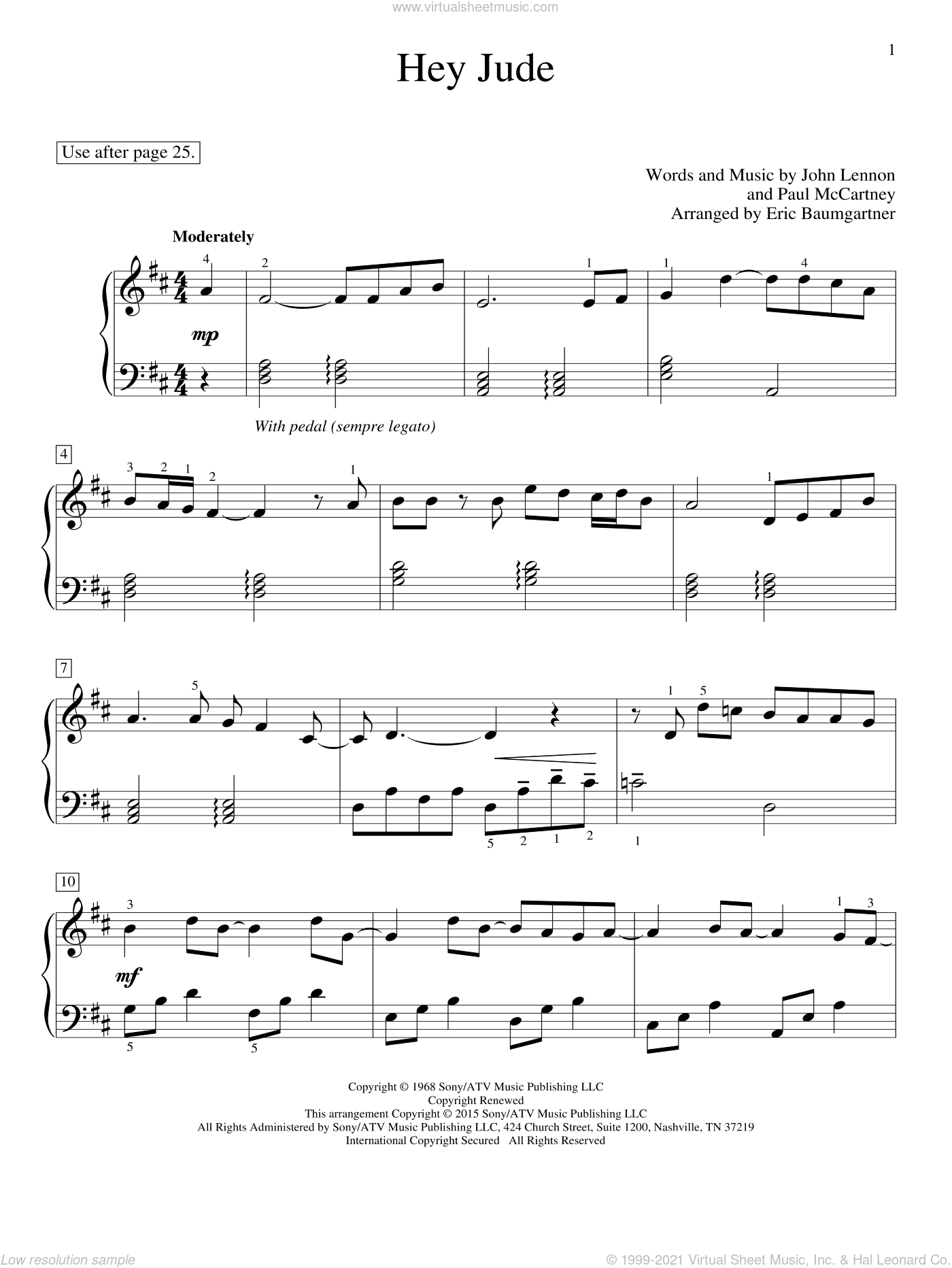 Hey Jude arr Eric Baumgartner Sheet Music For Piano Solo elementary V2 Hey Jude arr Eric Baumgartner Sheet Music For Piano Solo elementary V2