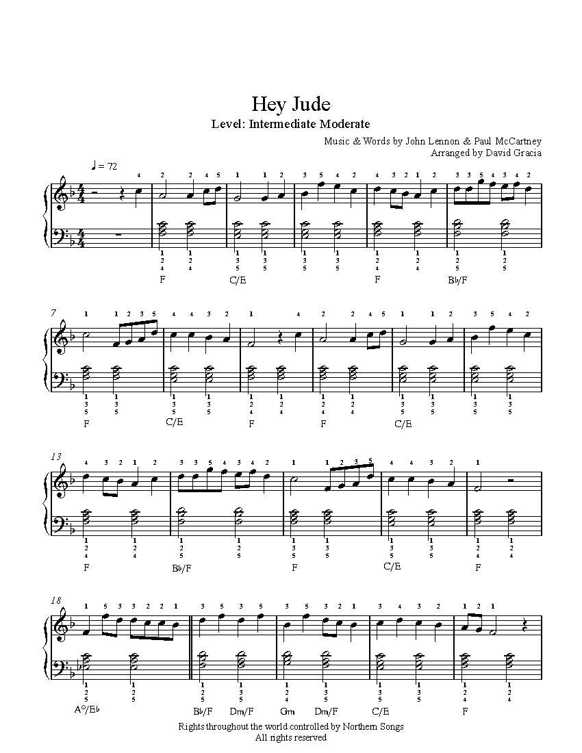 Hey Jude By The Beatles Sheet Music Lesson Intermediate Level Hey Jude By The Beatles Sheet Music Lesson Intermediate Level