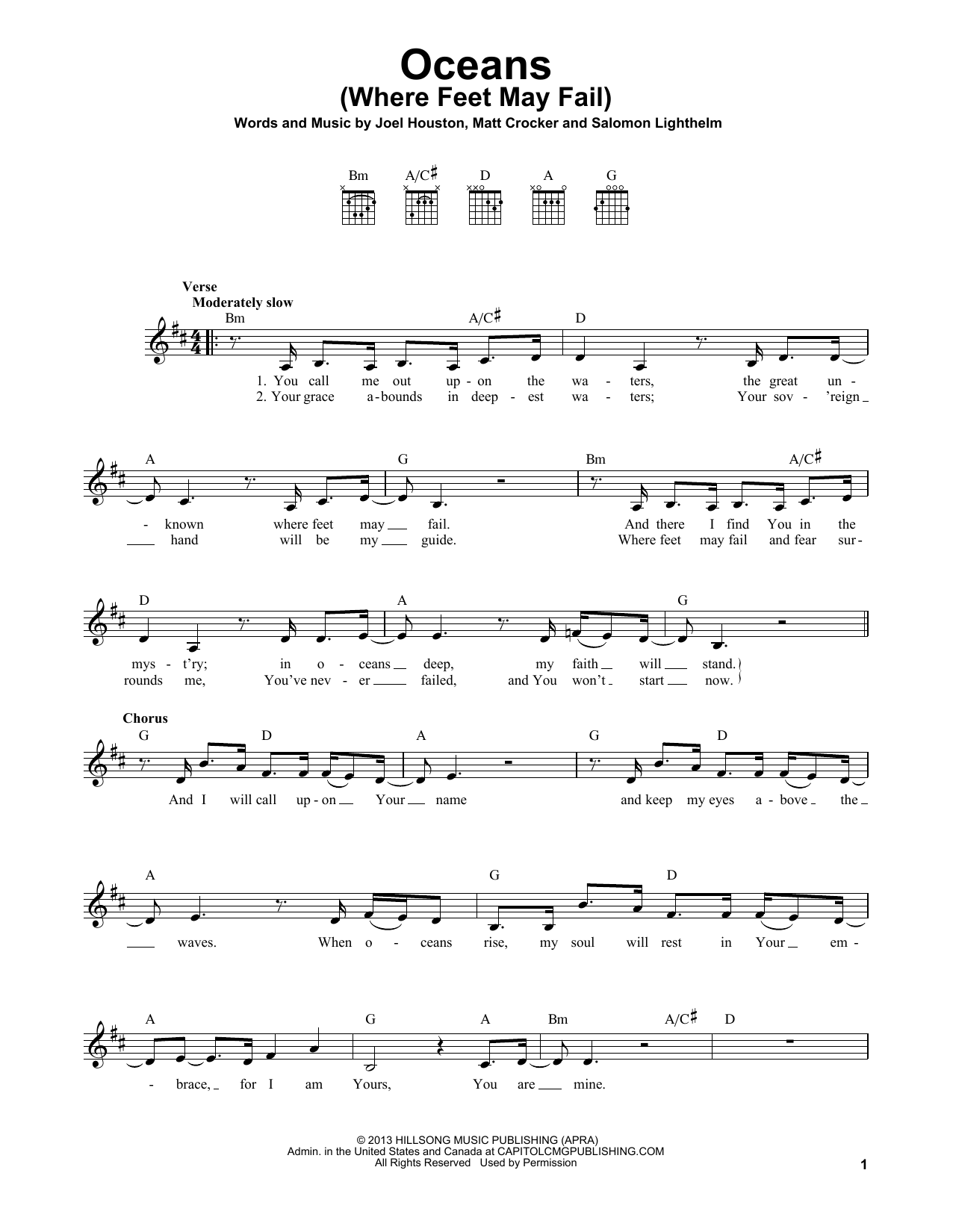 Hillsong United Oceans Where Feet May Fail Sheet Music Hillsong United Oceans Where Feet May Fail Sheet Music