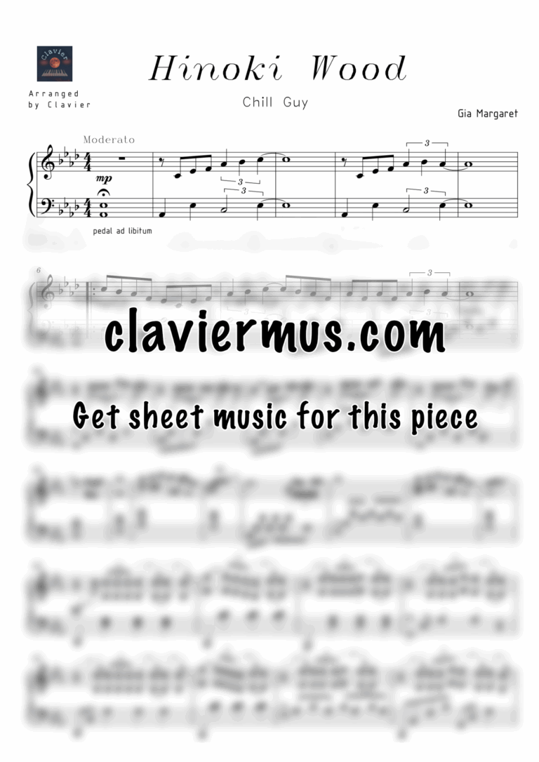 Hinoki Wood Chill Guy Piano Sheet Music PDF