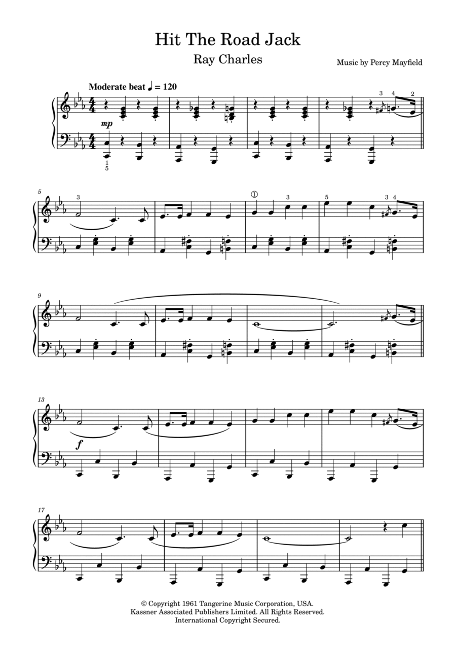 hit the road jack piano sheet music hit the road jack piano sheet music