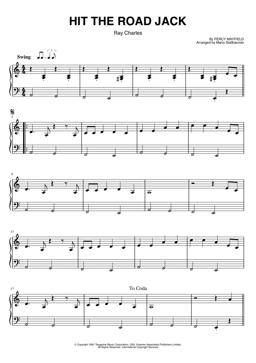 Hit The Road Jack By Ray Charles Easy Piano Digital Sheet Music Sheet Music Plus Hit The Road Jack By Ray Charles Easy Piano Digital Sheet Music Sheet Music Plus