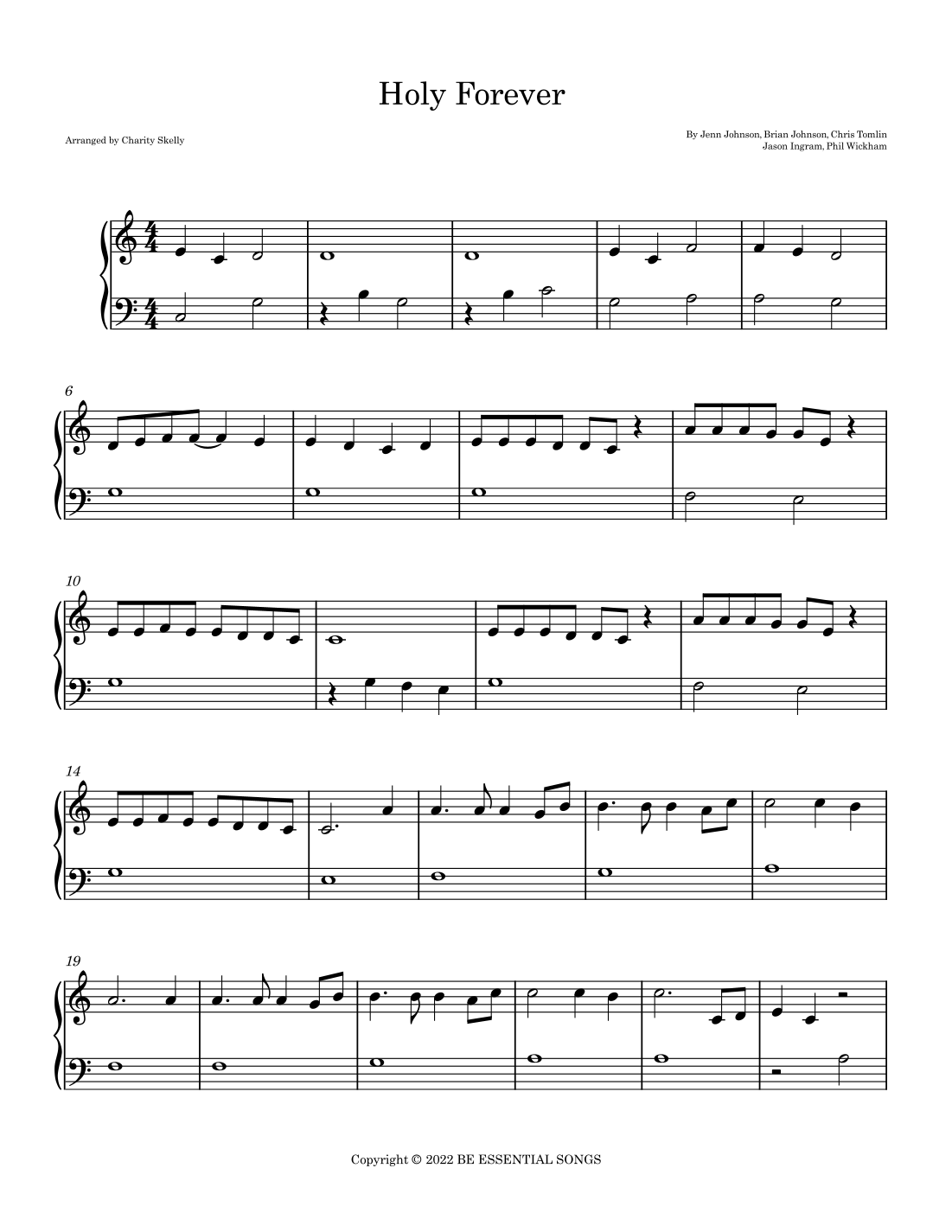holy forever piano sheet music