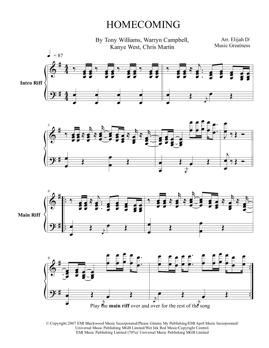 Homecoming By Kanye West Piano Solo Digital Sheet Music Sheet Music Plus Homecoming By Kanye West Piano Solo Digital Sheet Music Sheet Music Plus