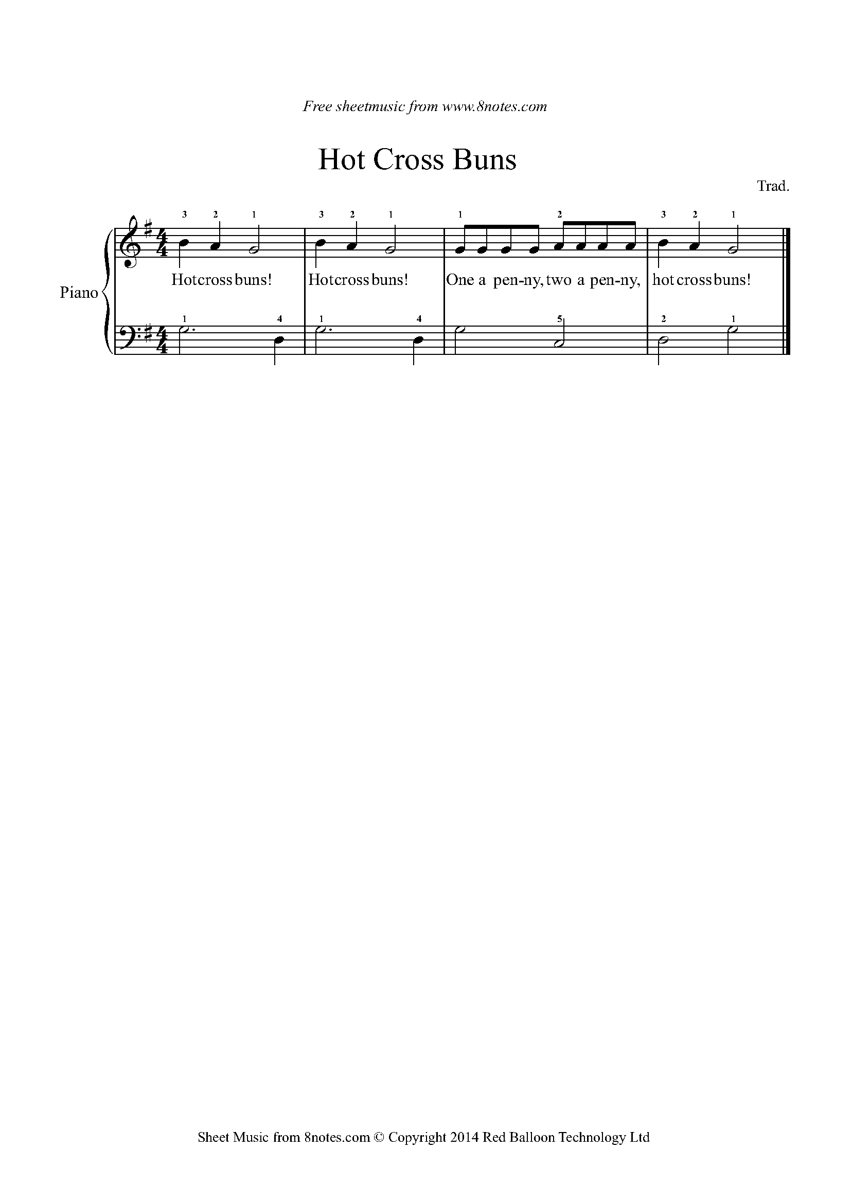 Hot Cross Buns For Piano Free Sheet Music For Piano 8notes Hot Cross Buns For Piano Free Sheet Music For Piano 8notes
