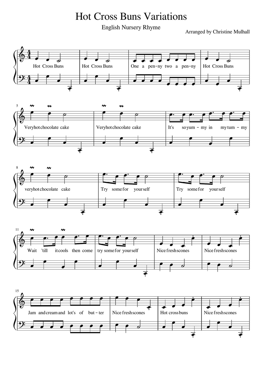 Hot Cross Buns Variations Easy Piano Digital Sheet Music Sheet Music Plus Hot Cross Buns Variations Easy Piano Digital Sheet Music Sheet Music Plus