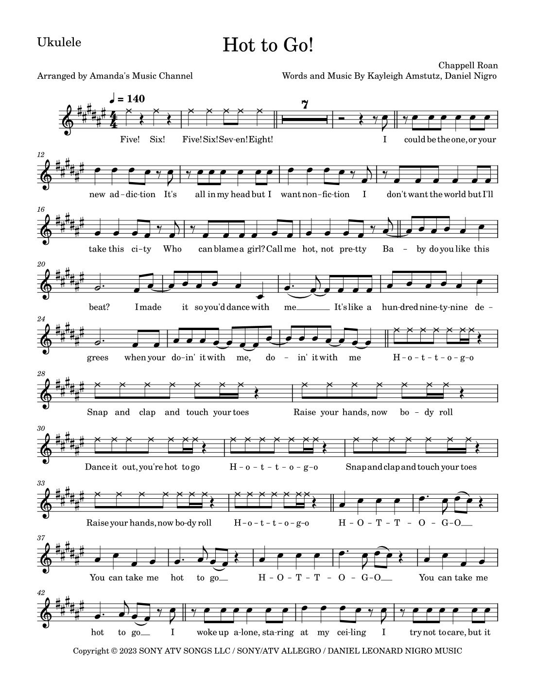 Hot To Go arr Amanda s Music Channel By Chappell Roan Sheet Music For Instrumental Solo At Sheet Music Direct