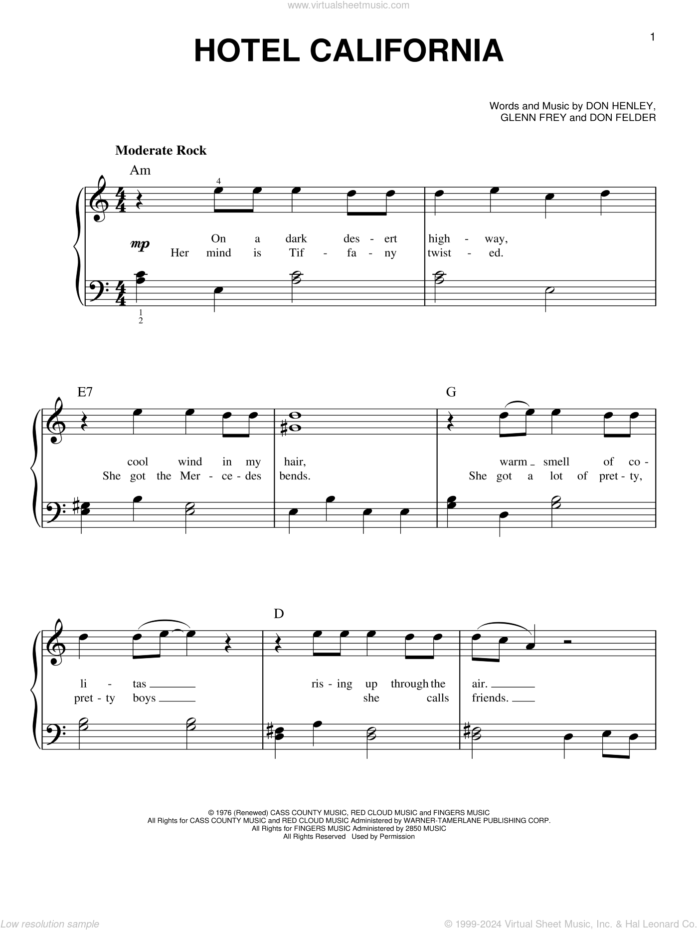 Hotel California beginner Sheet Music For Piano Solo PDF Hotel California beginner Sheet Music For Piano Solo PDF