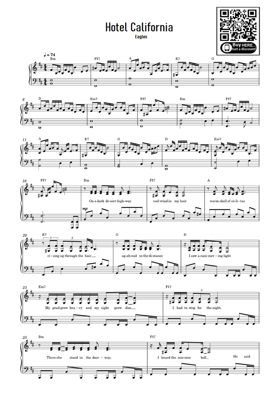 Hotel California By The Eagles Easy Piano Digital Sheet Music Sheet Music Plus Hotel California By The Eagles Easy Piano Digital Sheet Music Sheet Music Plus