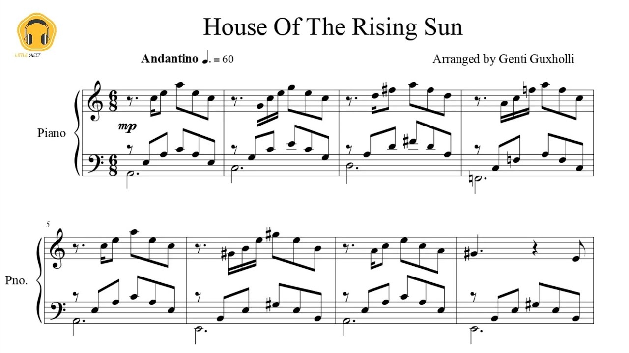 House Of The Rising Sun Piano Solo Sheets YouTube