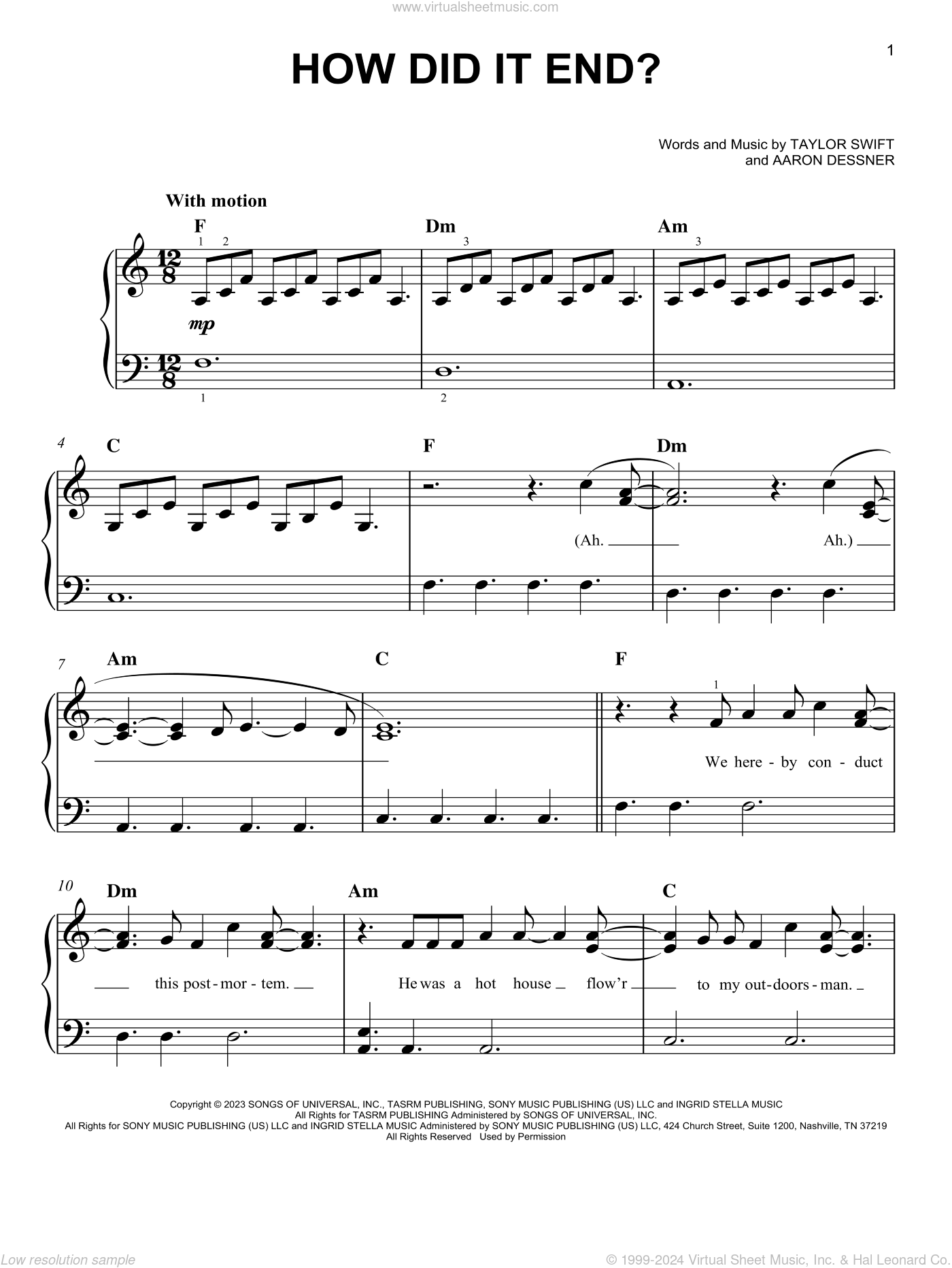 How Did It End Sheet Music For Piano Solo PDF interactive 