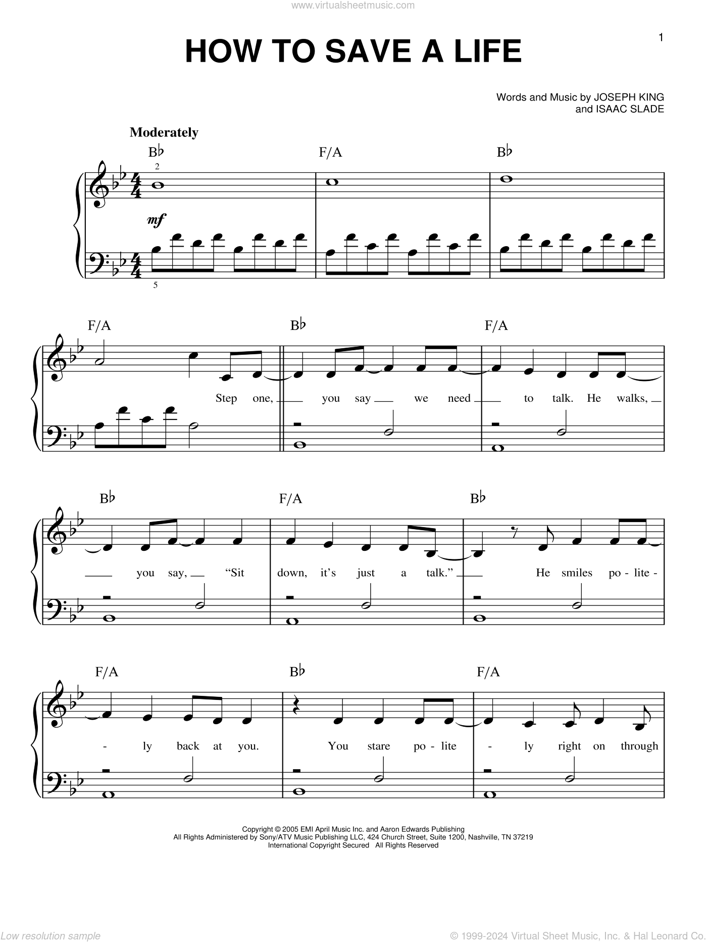 How To Save A Life Sheet Music beginner Version 2 For Piano Solo How To Save A Life Sheet Music beginner Version 2 For Piano Solo