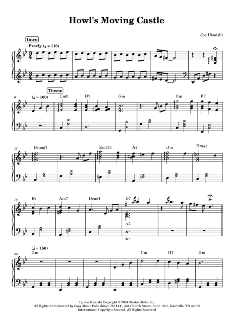 Howl s Moving Castle By Joe Hisaishi Easy Piano Digital Sheet Music Sheet Music Plus