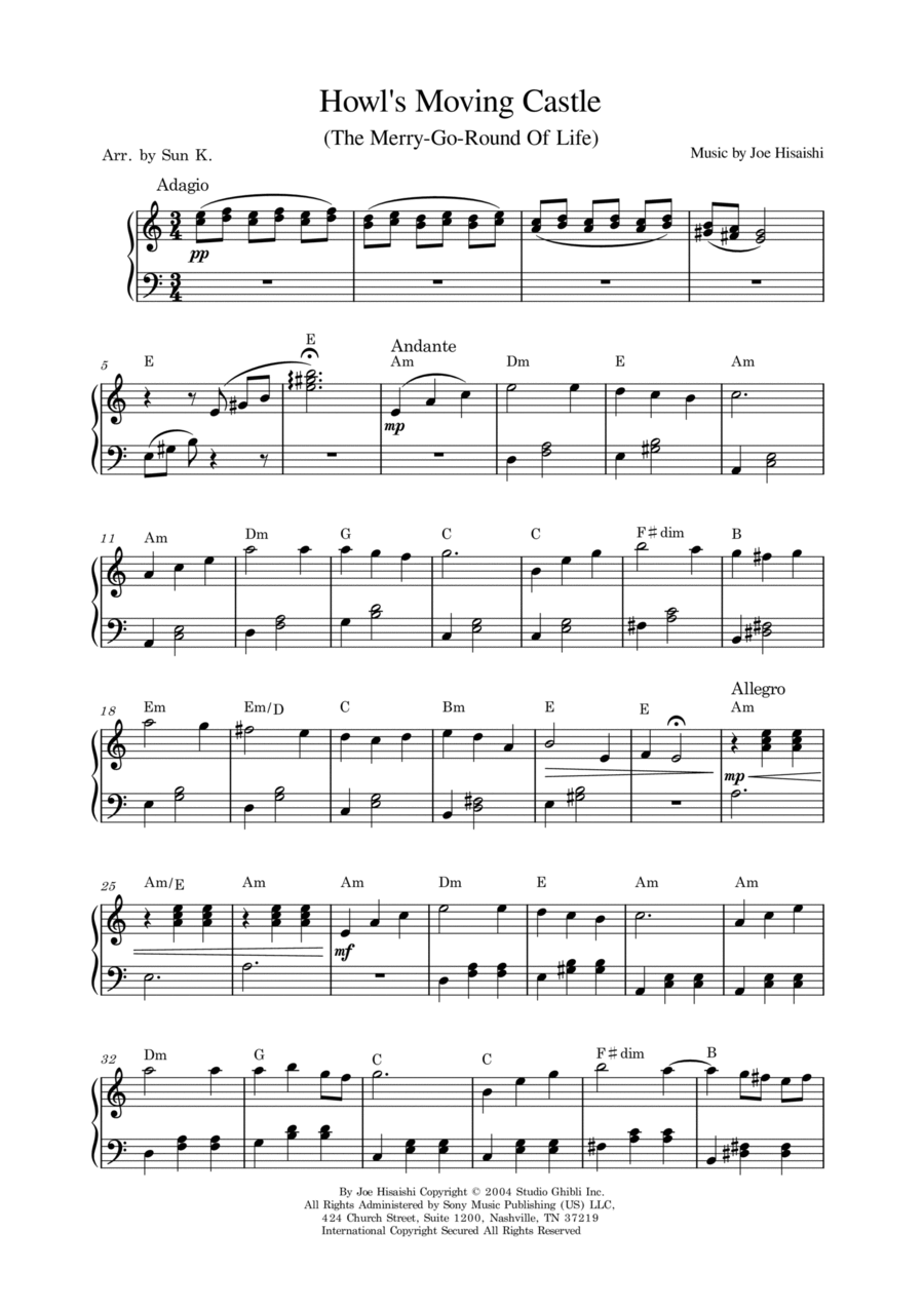 Howl s Moving Castle By Joe Hisaishi Easy Piano Digital Sheet Music Sheet Music Plus Howl s Moving Castle By Joe Hisaishi Easy Piano Digital Sheet Music Sheet Music Plus