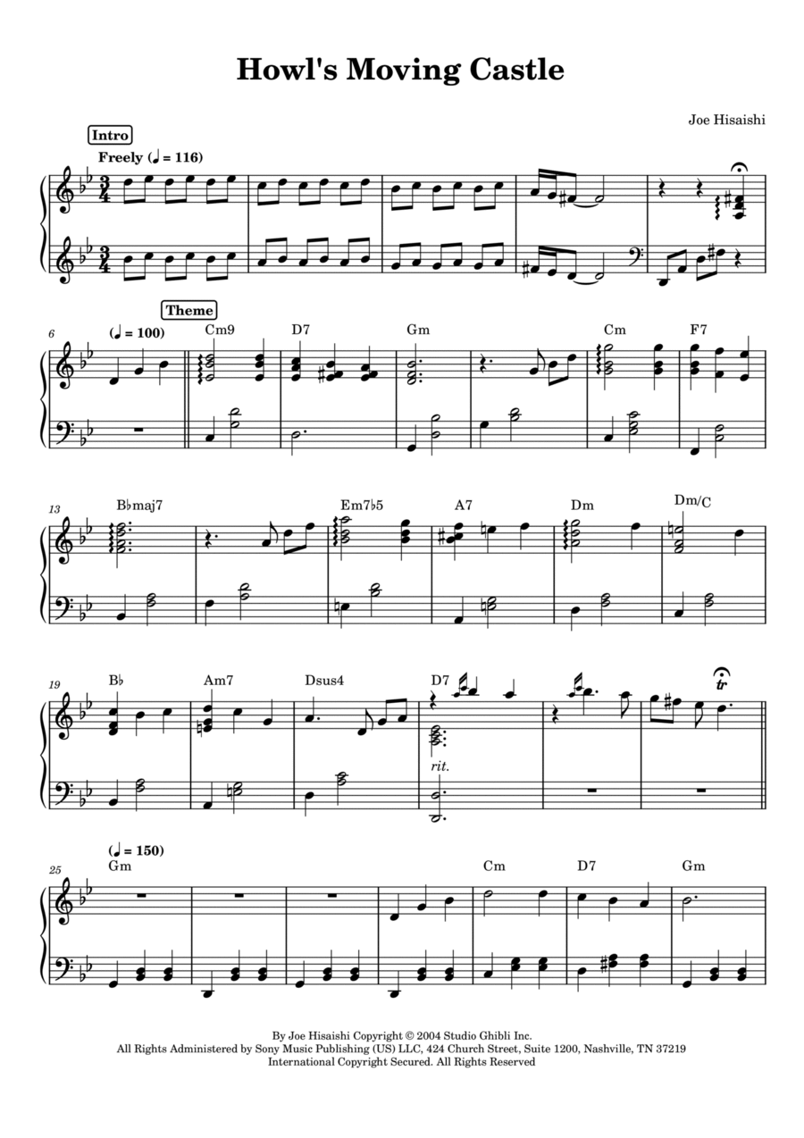Howl s Moving Castle By Joe Hisaishi Easy Piano Digital Sheet Music Sheet Music Plus