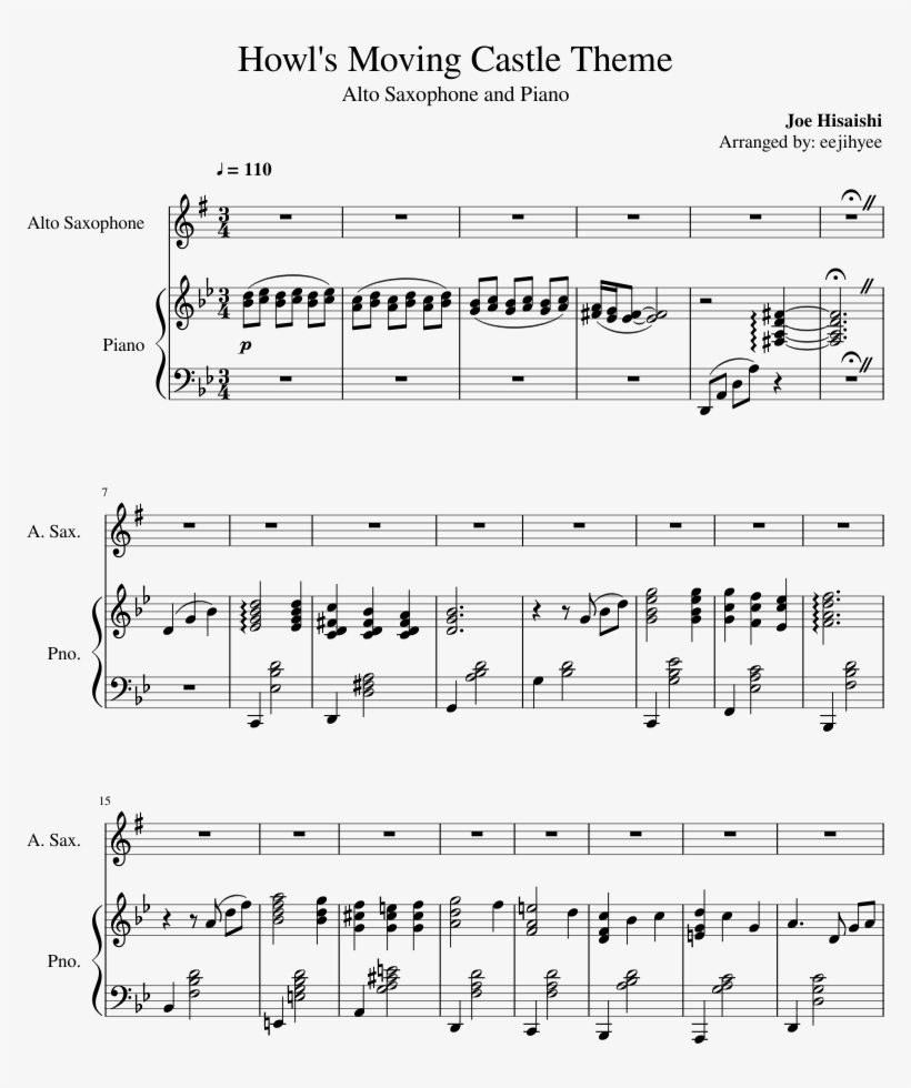 Howl s Moving Castle Theme Sheet Music For Piano Alto Boogie Drowning Piano Sheet Music Free Transparent PNG Download PNGkey