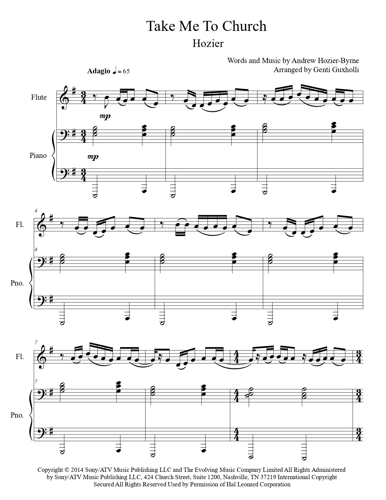 take me to church piano sheet music take me to church piano sheet music