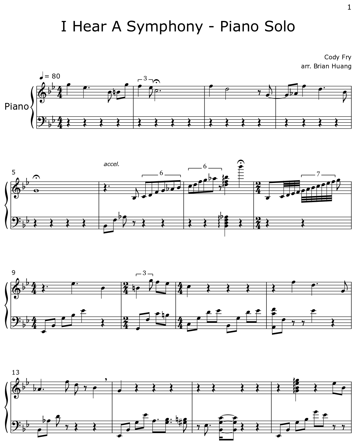 I Hear A Symphony Piano Solo Flat I Hear A Symphony Piano Solo Flat