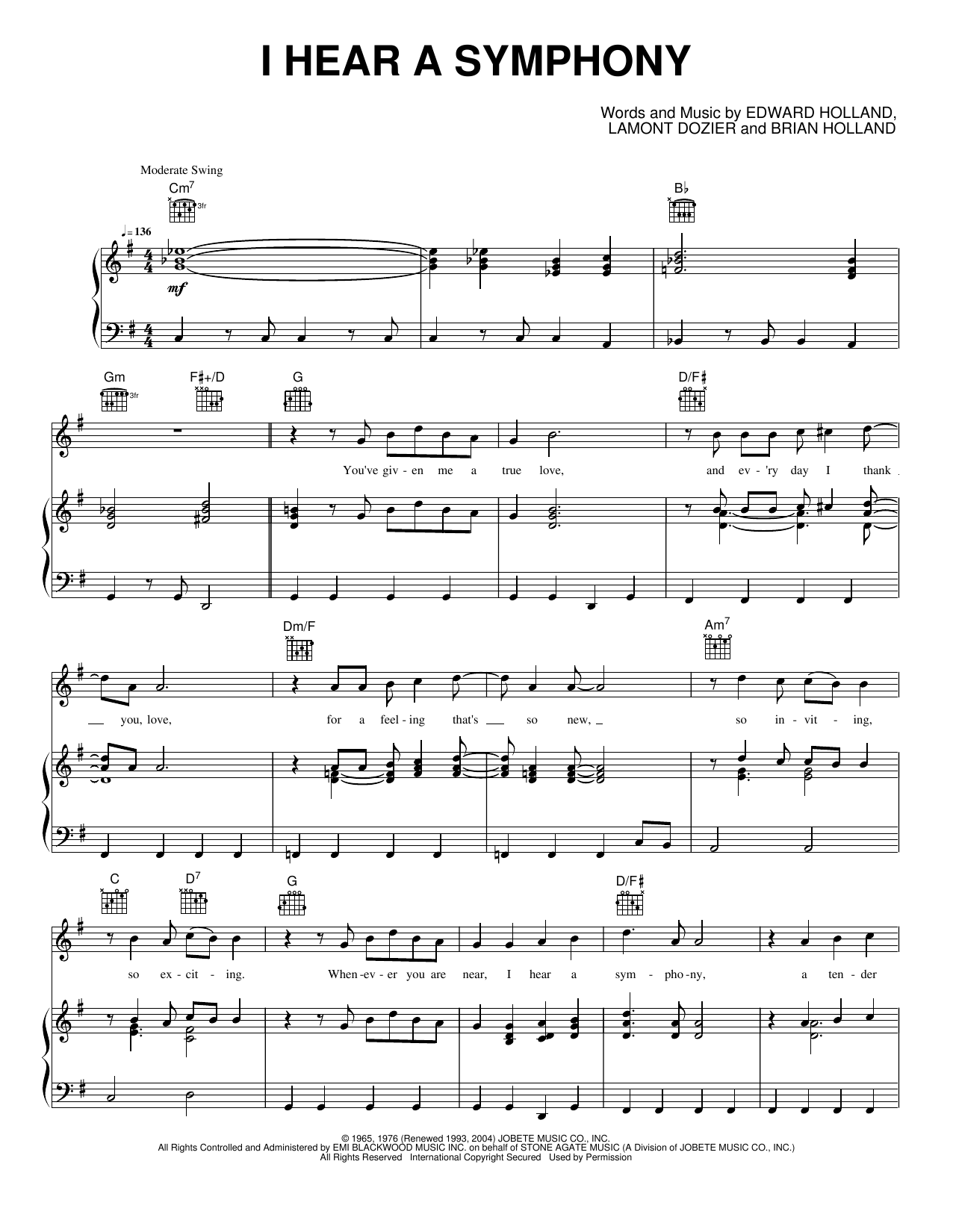 I Hear A Symphony Sheet Music By The Supremes For Piano Keyboard And Voice Noteflight I Hear A Symphony Sheet Music By The Supremes For Piano Keyboard And Voice Noteflight