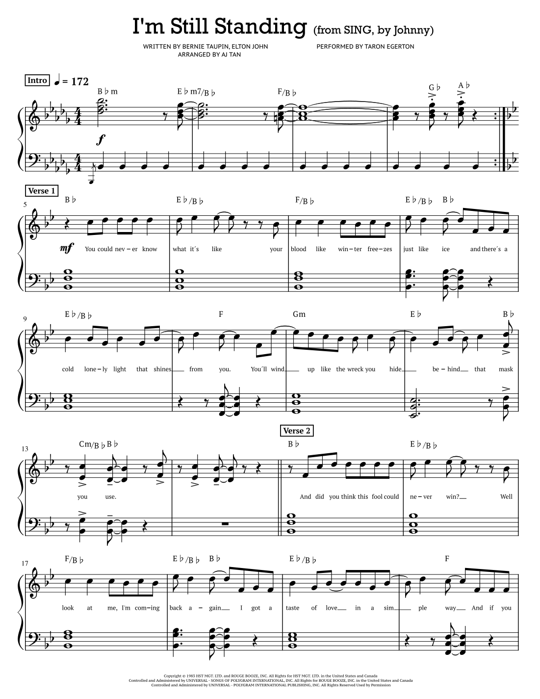 I m Still Standing arr AJ Tan By Elton John Sheet Music For Piano Solo At Sheet Music Direct I m Still Standing arr AJ Tan By Elton John Sheet Music For Piano Solo At Sheet Music Direct