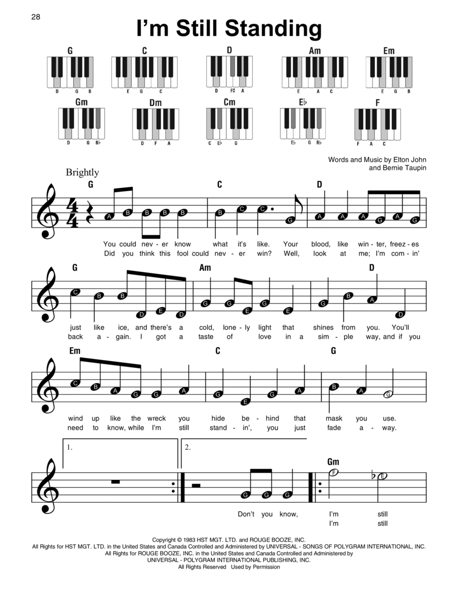 I m Still Standing By Elton John Easy Piano Digital Sheet Music Sheet Music Plus I m Still Standing By Elton John Easy Piano Digital Sheet Music Sheet Music Plus