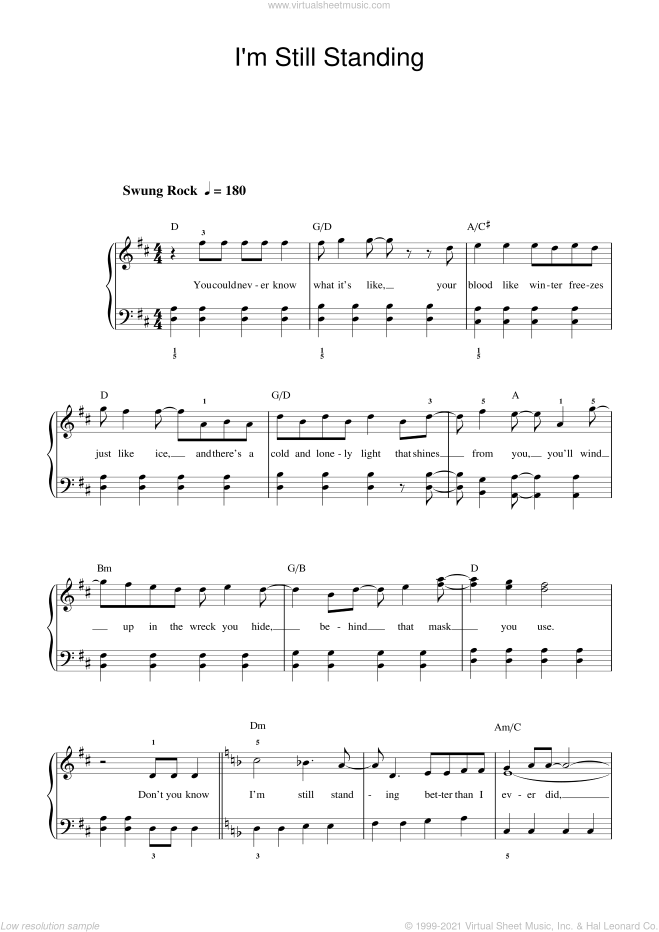 I m Still Standing Sheet Music beginner For Piano Solo beginners I m Still Standing Sheet Music beginner For Piano Solo beginners