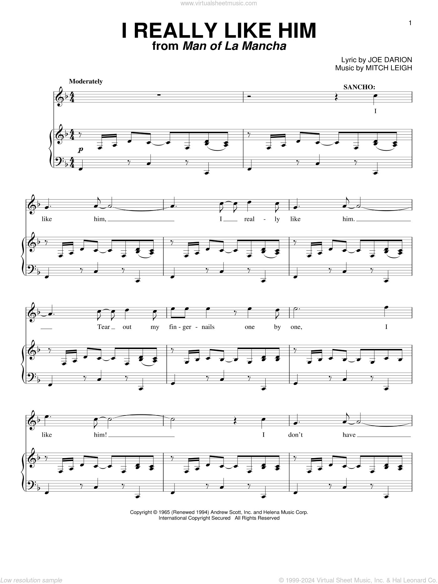 I Really Like Him Sheet Music For Voice And Piano PDF 