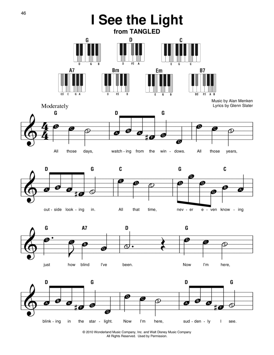 I See The Light from Tangled By Alan Menken Easy Piano Digital Sheet Music Sheet Music Plus