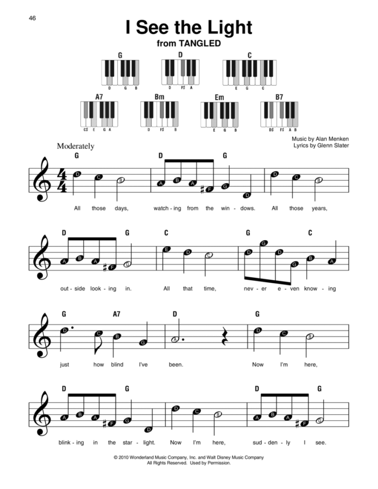 I See The Light from Tangled By Alan Menken Easy Piano Digital Sheet Music Sheet Music Plus