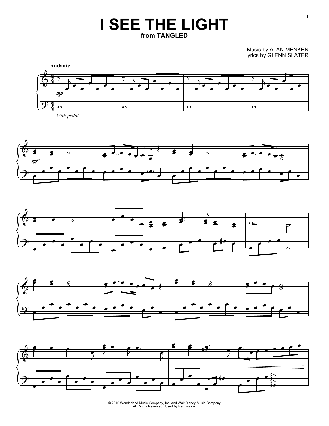I See The Light from Tangled Classical Version By Alan Menken Sheet Music For Piano Solo At Sheet Music Direct