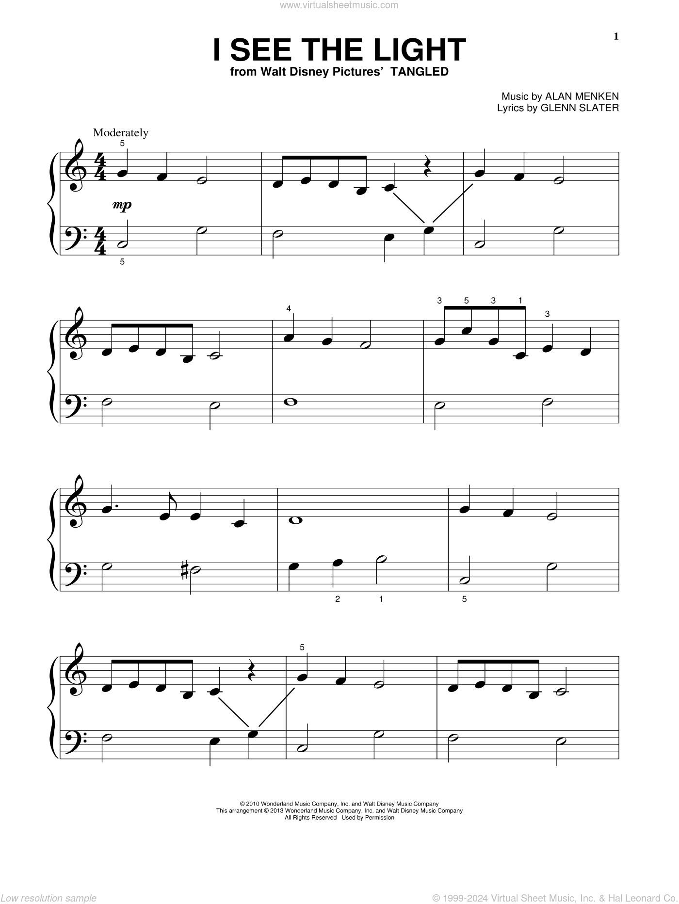 I See The Light from Tangled Sheet Music For Piano Solo PDF 