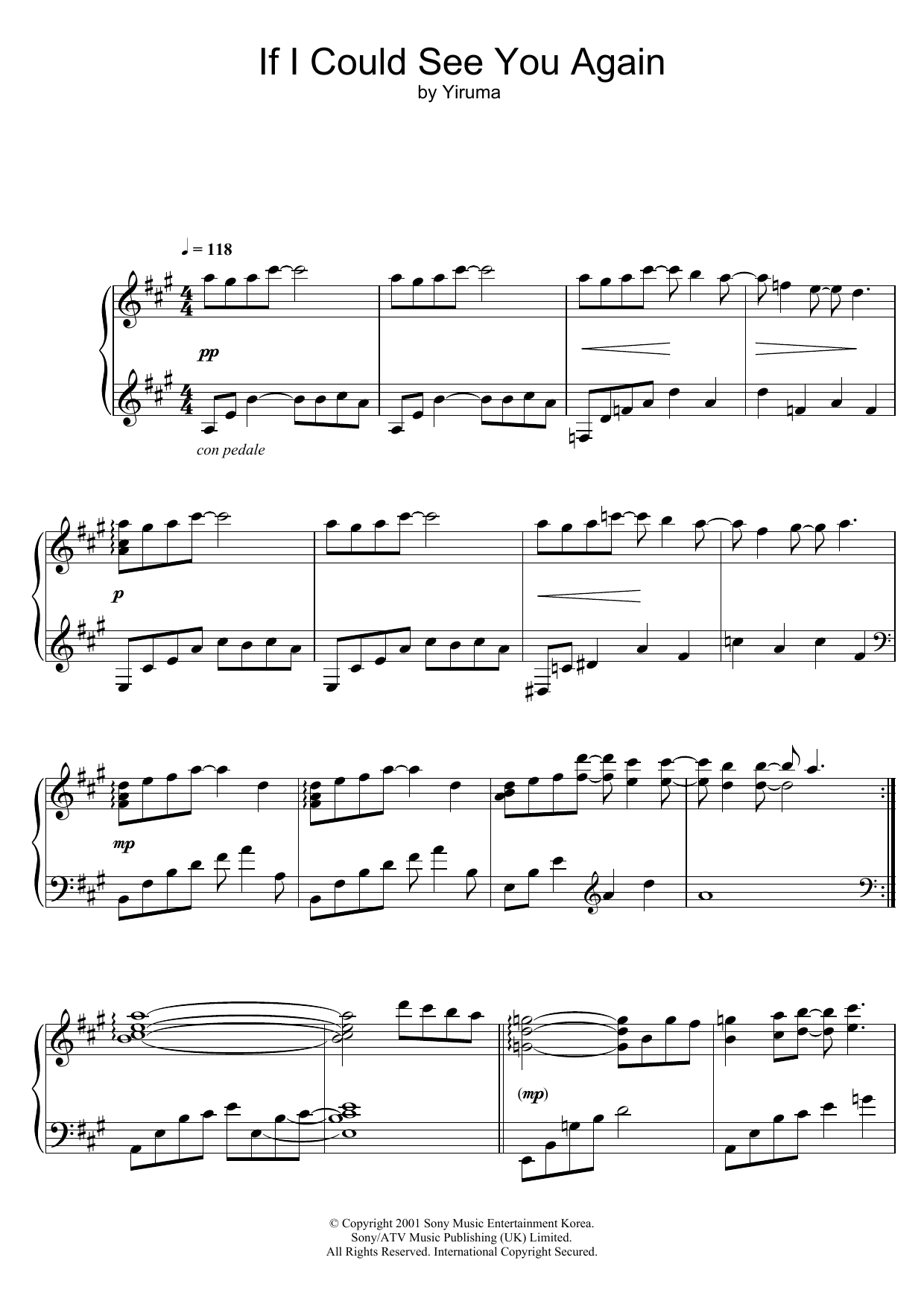 If I Could See You Again By Yiruma Sheet Music For Piano Solo At Sheet Music Direct