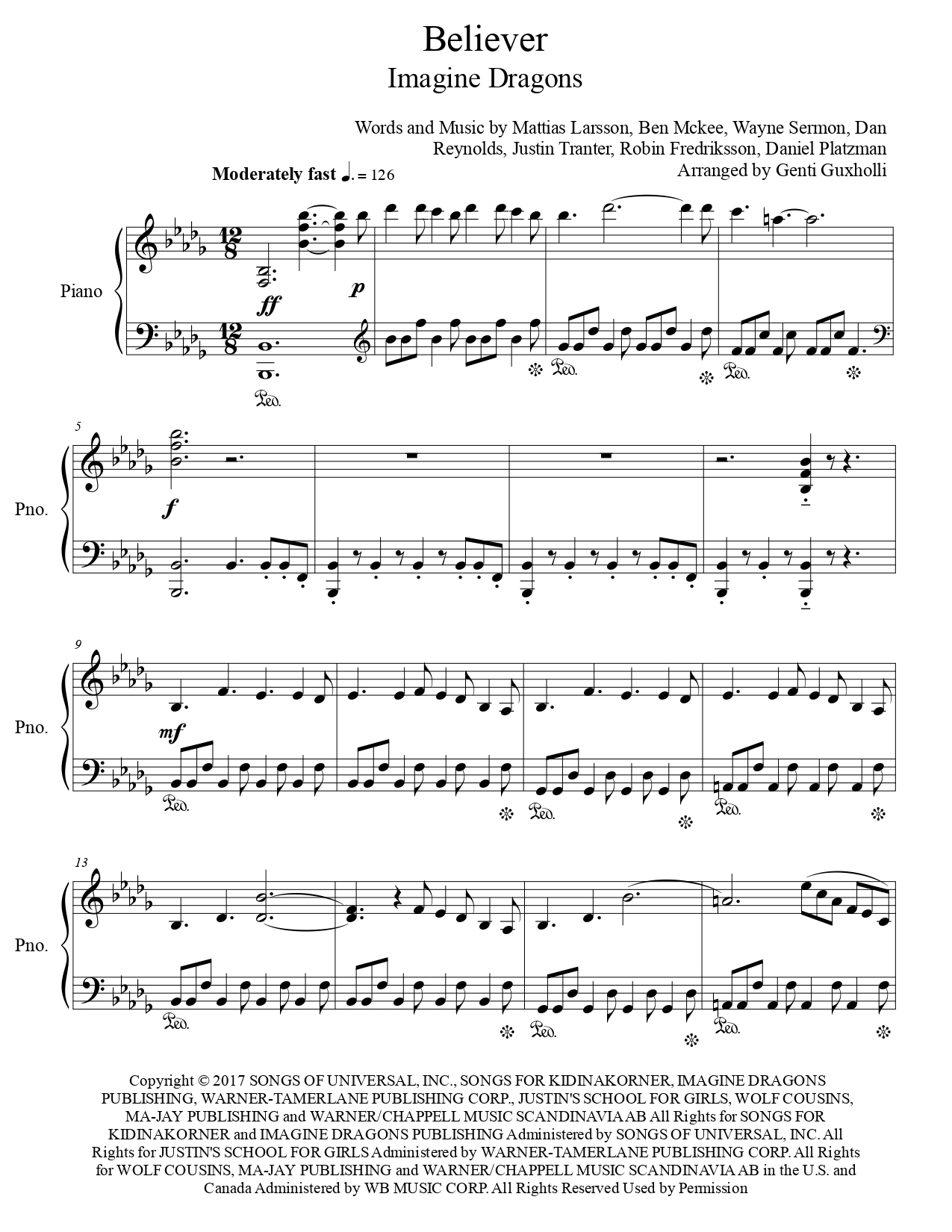 Imagine Dragons Believer Piano Solo Littlesheetmusic Imagine Dragons Believer Piano Solo Littlesheetmusic