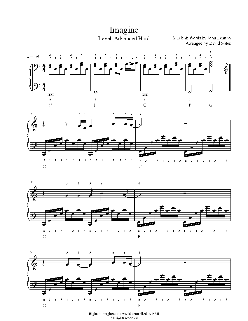 Imagine DS Arrangement By John Lennon David Sides Arr Sheet Music Lesson Advanced Level Imagine DS Arrangement By John Lennon David Sides Arr Sheet Music Lesson Advanced Level