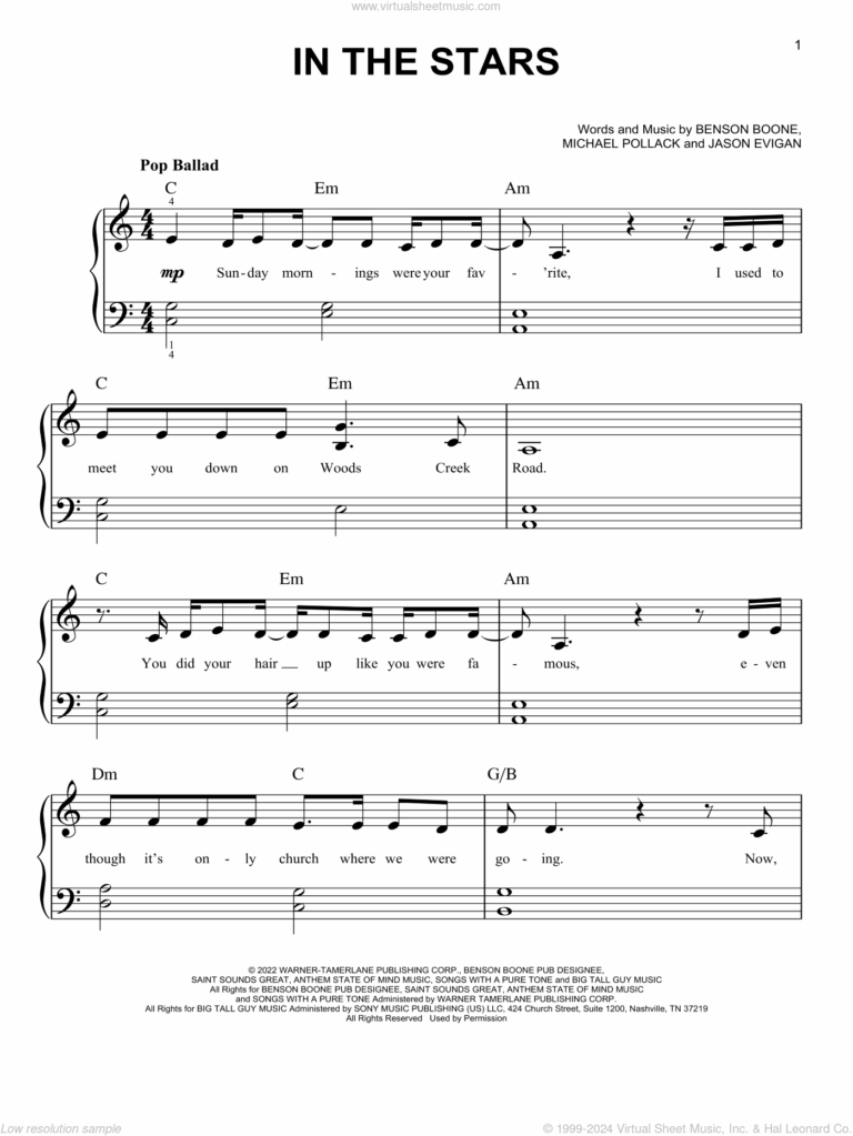In The Stars Sheet Music For Piano Solo PDF interactive 
