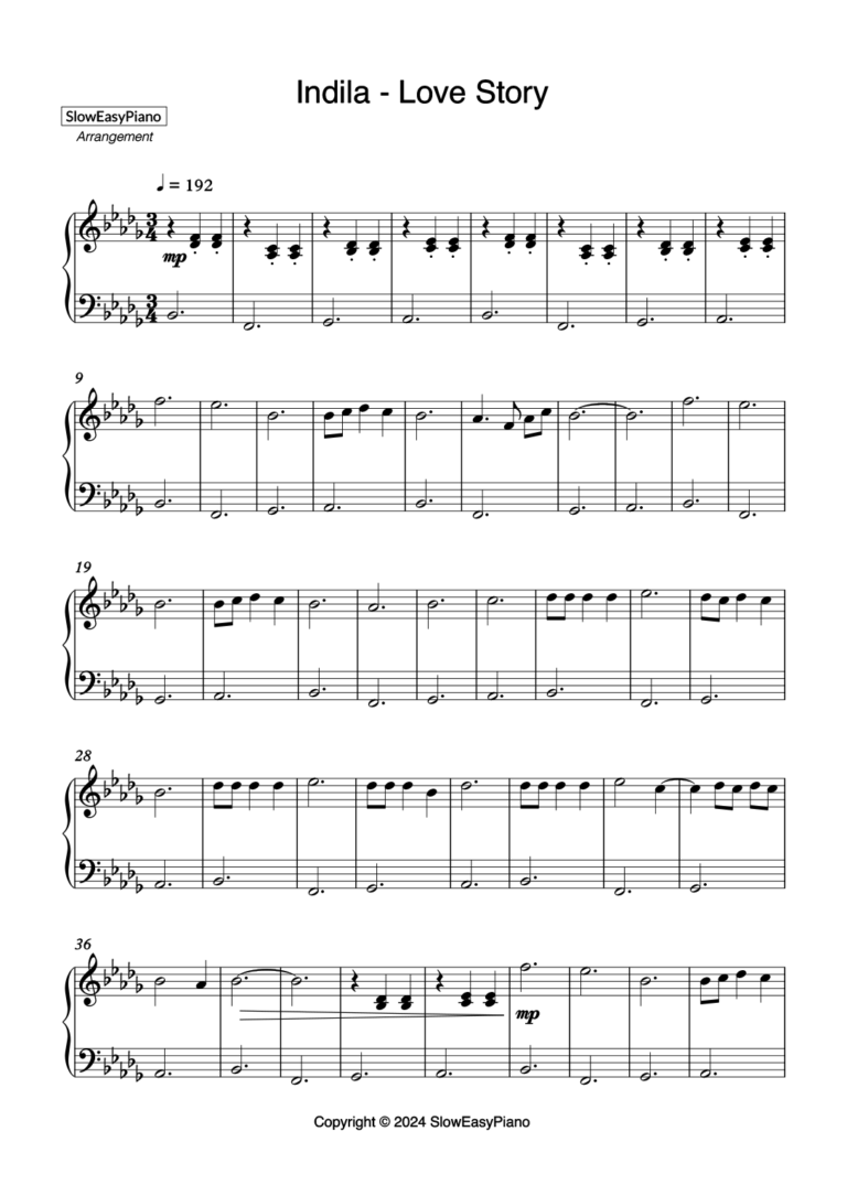 Indila Love Story EASY Claivert s Piano X SlowEasyPiano