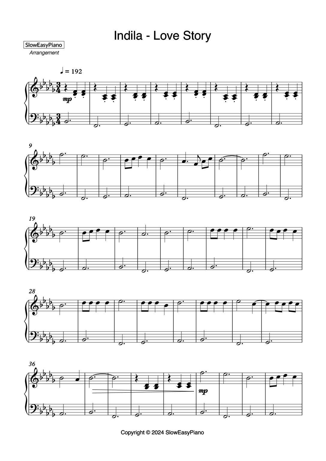 Indila Love Story EASY Claivert s Piano X SlowEasyPiano Indila Love Story EASY Claivert s Piano X SlowEasyPiano