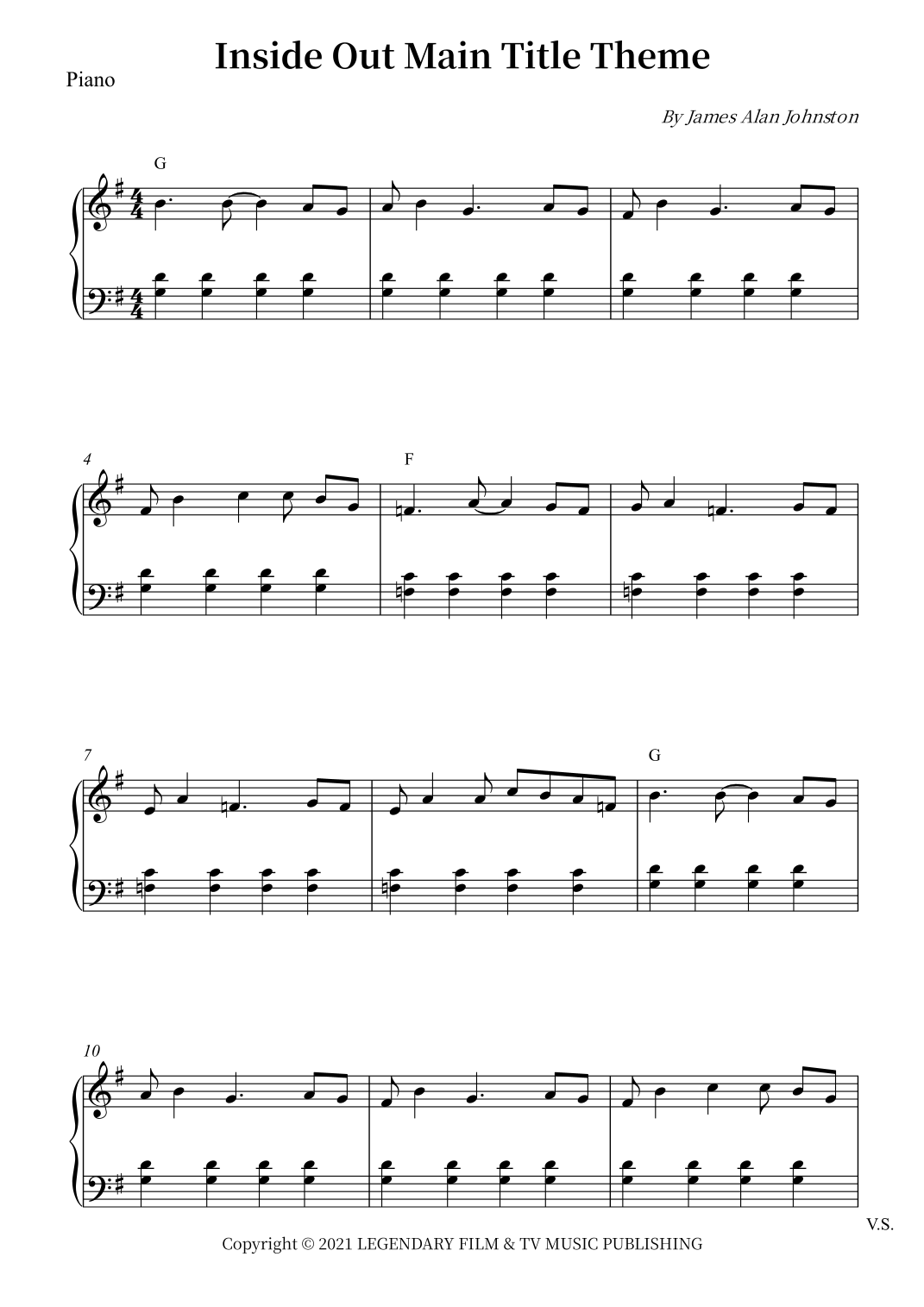 Inside Out Main Title Theme arr Wesley S SIlva By James Alan Johnston Sheet Music For Easy Piano At Sheet Music Direct Inside Out Main Title Theme arr Wesley S SIlva By James Alan Johnston Sheet Music For Easy Piano At Sheet Music Direct