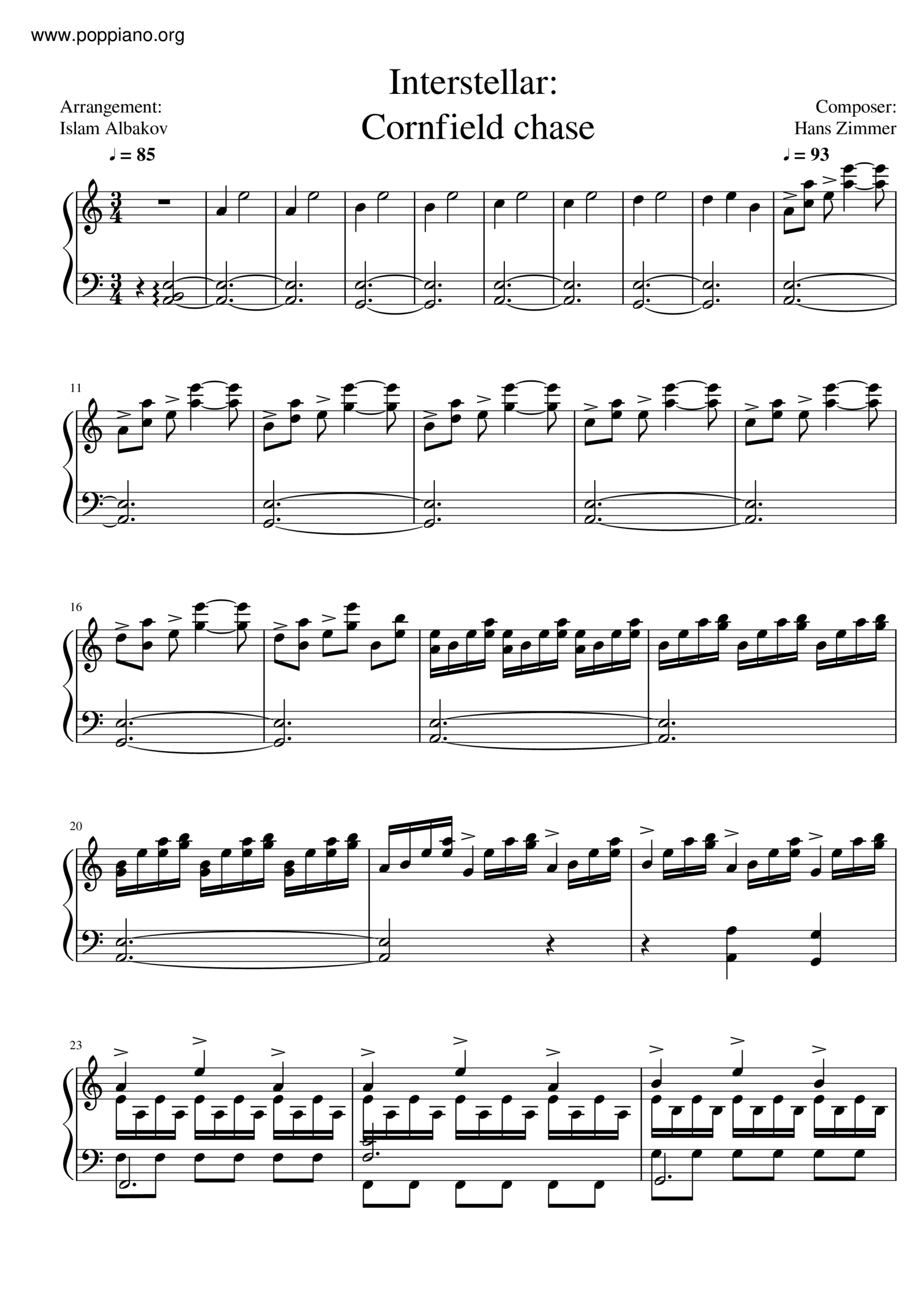  Interstellar Cornfield Chase Sheet Music Piano Score Free PDF Download HK Pop Piano Academy