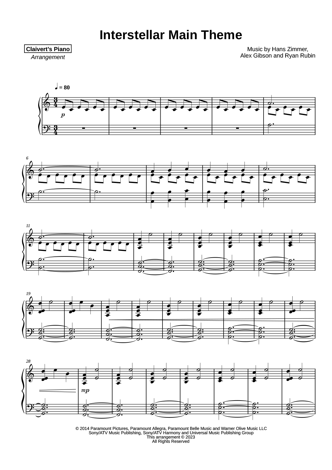 Interstellar Main Theme Claivert s Piano X SlowEasyPiano